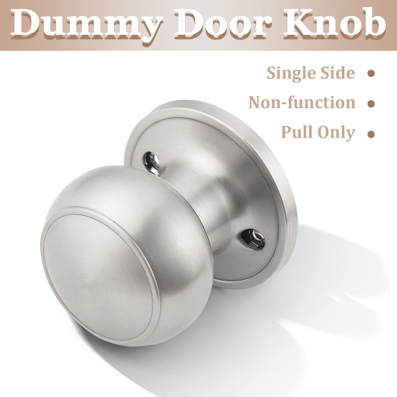 Probrico 5 Pack Classic Closet Door Knobs Dummy Door Knob, Individual Non-Turning Dummy Door Knob Single Side, Satin Nickel Interior Door Knobs, Easy Installation - Image 2